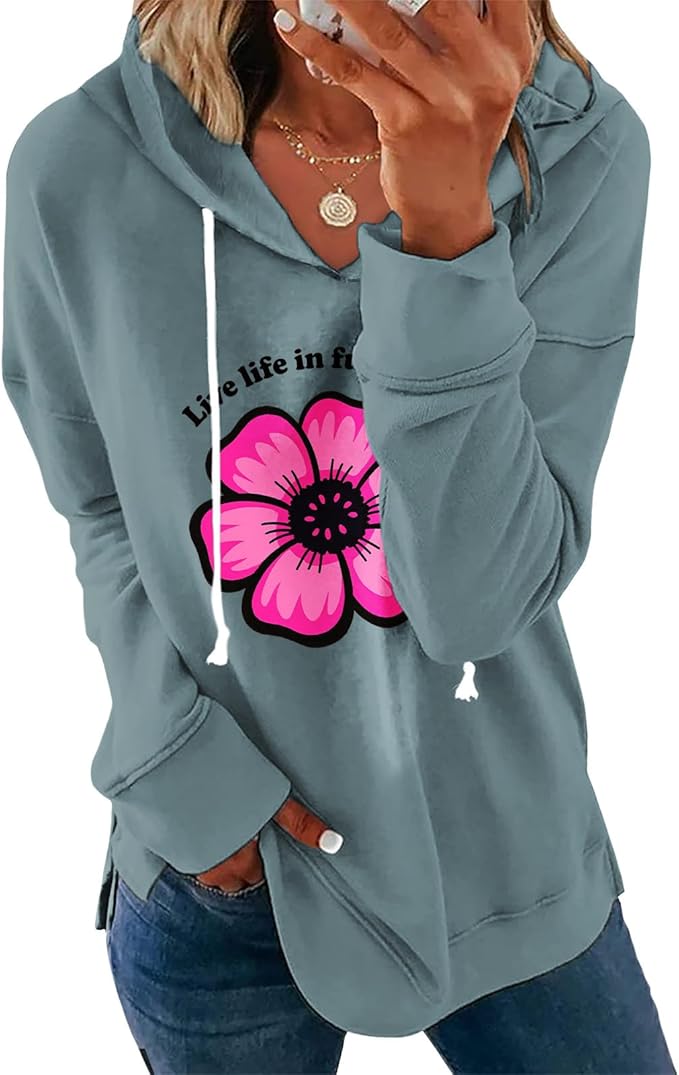Women's Brown Mandala Print Hoodie Long Sleeve Loose Fit Pullover Sweatshirt With Drawstring For Fall Winter