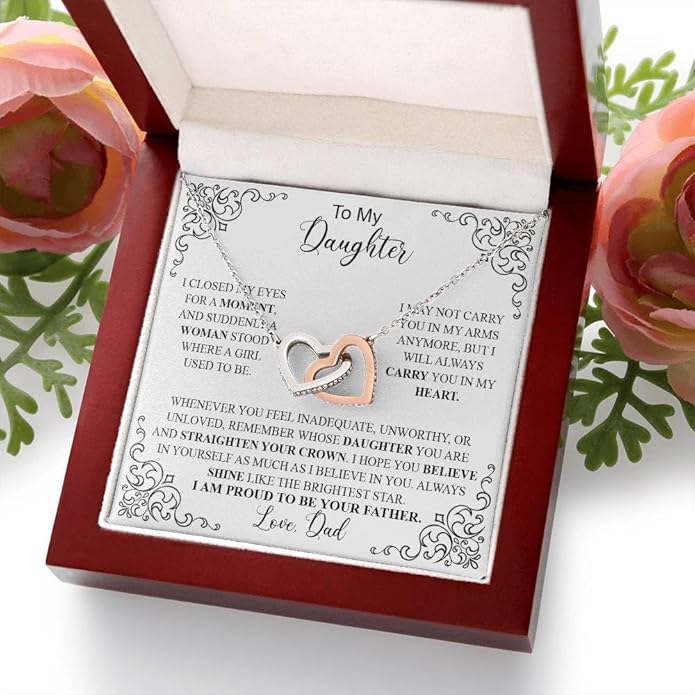 VIRAGIL To My Daughter Gift Necklace From Dad or Mom - Badass Daughter Jewelry With Heartfelt Message & Elegant Box
