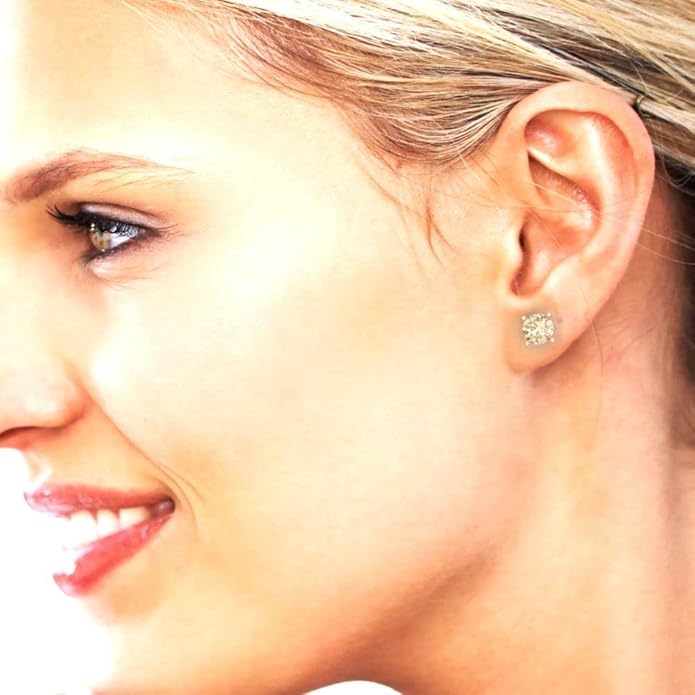 14K Rose Gold Natural Morganite Stud Earrings with Screw back - Hypoallergenic, 3 cttw - Minimalist Women's Fine Jewelry