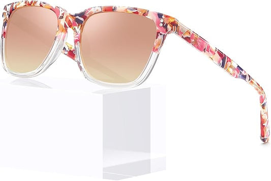 CARFIA Polarized Sunglasses for Women: Acetate, Small/Medium Size, UV400 Anti Glare CA5354