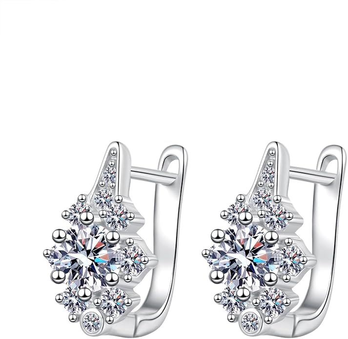 S925 Sterling Silver 0.5ct Diamond Huggies Earrings for Women,U-Shape D-Color VVS1,Perfect Minimalist Daily Jewelry