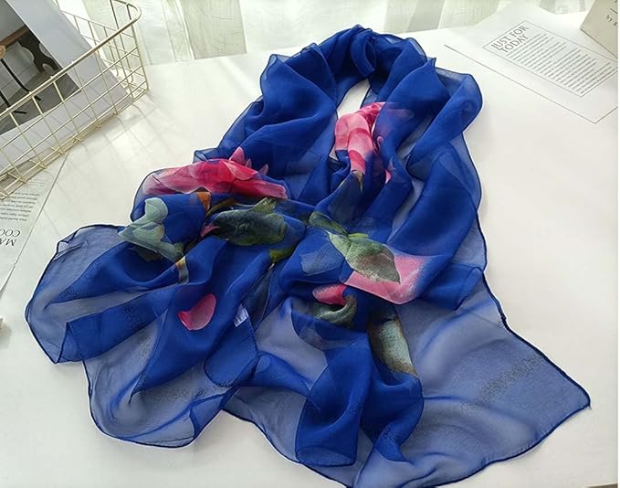 Pokeedioty Women’s Scarf Lightweight Elegant Floral Pattern Scarf Fashion Scarves Sheer Scarfs Shawls