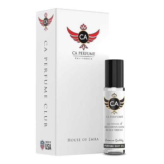CA Perfume Impression of Belgarian Man Black Orient for Men Eau De Parfum Amber Woody Scent Long Lasting Cologne for Men Travel Size TSA Ready for Day and Night Wear 0.33 Fl Oz 10ml