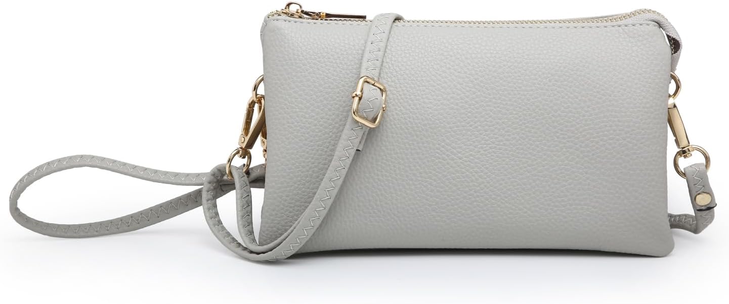 JEN & CO. Riley Small Crossbody Bags for Women Vegan Leather Wristlet Clutch Wallet Purses Handbags with 2 Straps