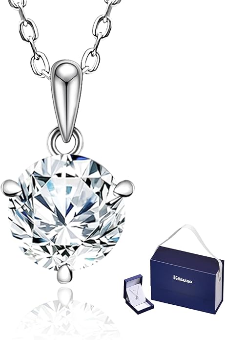 Moissanite Necklace for Women 1.0-2.0ct D Color，sterling silver diamond pendant necklace，Anniversary Gifts for Women, Making It A Perfect Gift for Your Wife, Girlfriend Mom