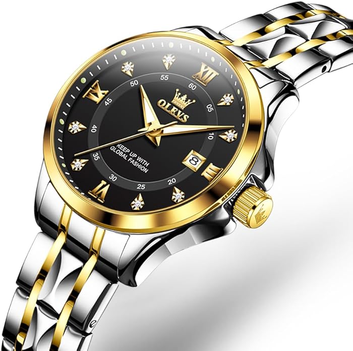 OLEVS Watch Women,Watches for Women,Luxury Casual Stainless Steel Women's Wrist Watches Classic Small Face Dress Analog Womens Watches with Date Easy to Read Waterproof Luminous Quartz Ladies Watches