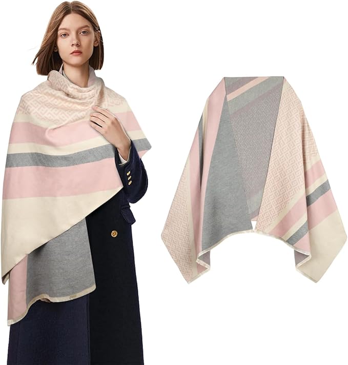EXTREE Scarfs for Women Pashmina Silky Shawl Wrap for Evening Dressing Blanket Open Front Poncho Cape