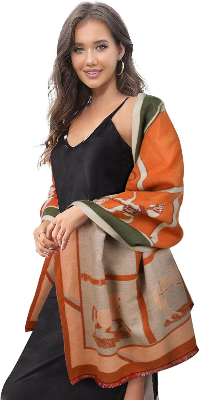 EXTREE Scarfs for Women Pashmina Silky Shawl Wrap for Evening Dressing Blanket Open Front Poncho Cape