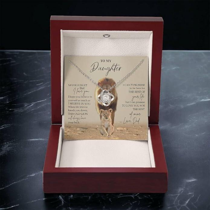 VIRAGIL To My Daughter Gift Necklace From Dad or Mom - Badass Daughter Jewelry With Heartfelt Message & Elegant Box