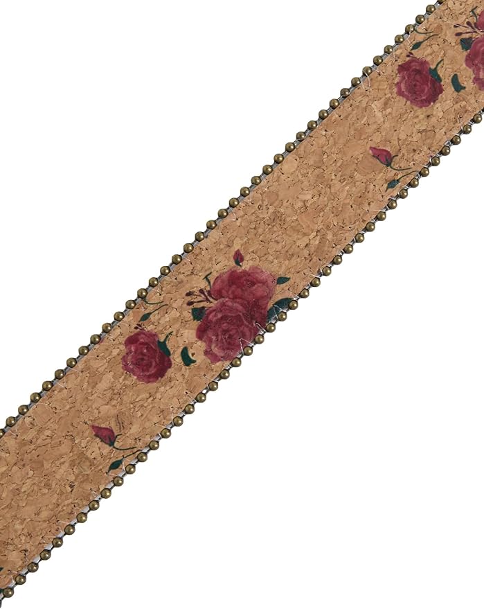 Women's Floral Embroidery Genuine Leather Belt Vintage Square Buckle