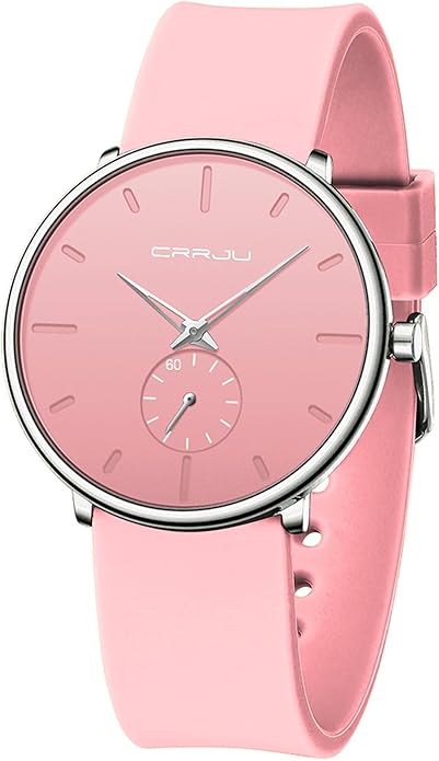 CRRJU Men’s Women Watch Casual Stylish Waterproof Quartz Unisex Wristwatches, Ultra Thin Watches for Men Women, Colorful Silicone Band