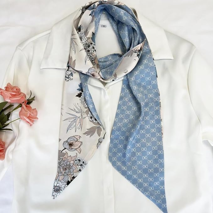 Silk Head Scarf for Hair Fashion Headwrap for Women Lightweight Neck Tie
