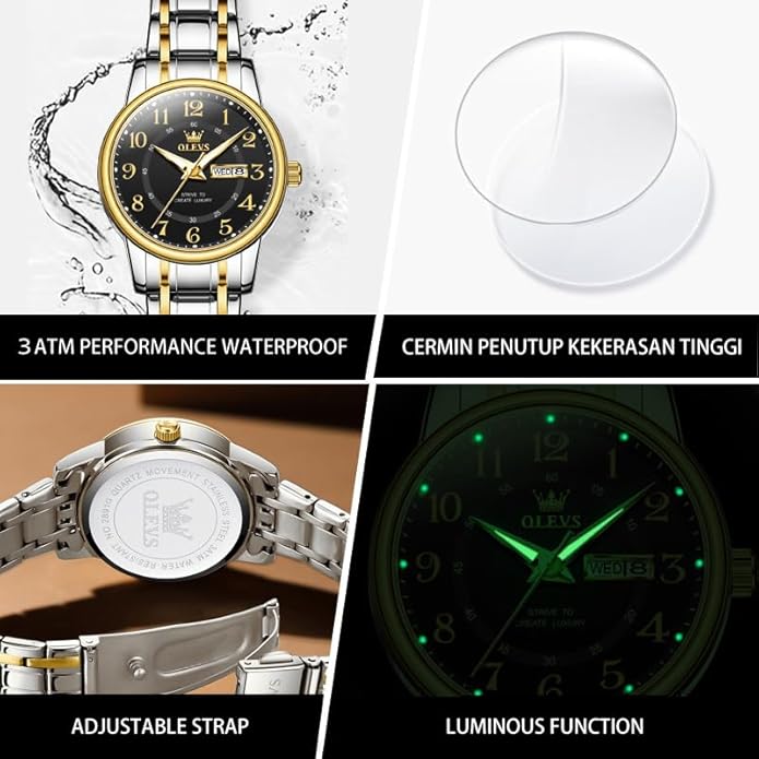 OLEVS Stainless Steel Women's Watch Dress Watches for Women with Date Fashion Ladies Business Waterproof Analog Quartz Small Wrist Watch Reloj Mujer