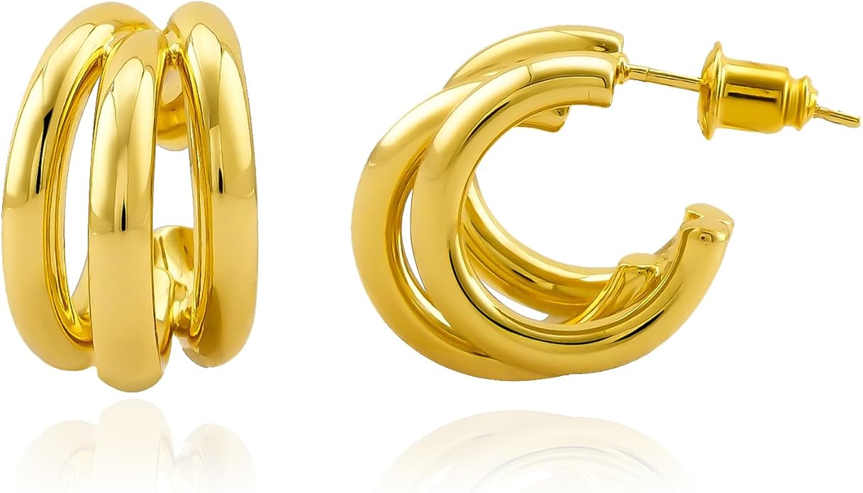 Chunky Small Knot Earrings Gold Silver Geometric Earrings for Women Dainty Gold and Silver Plated Dangle Drop Earrings Hypoallergenic and Lightweight Fashion Trendy Jewelry Gifts