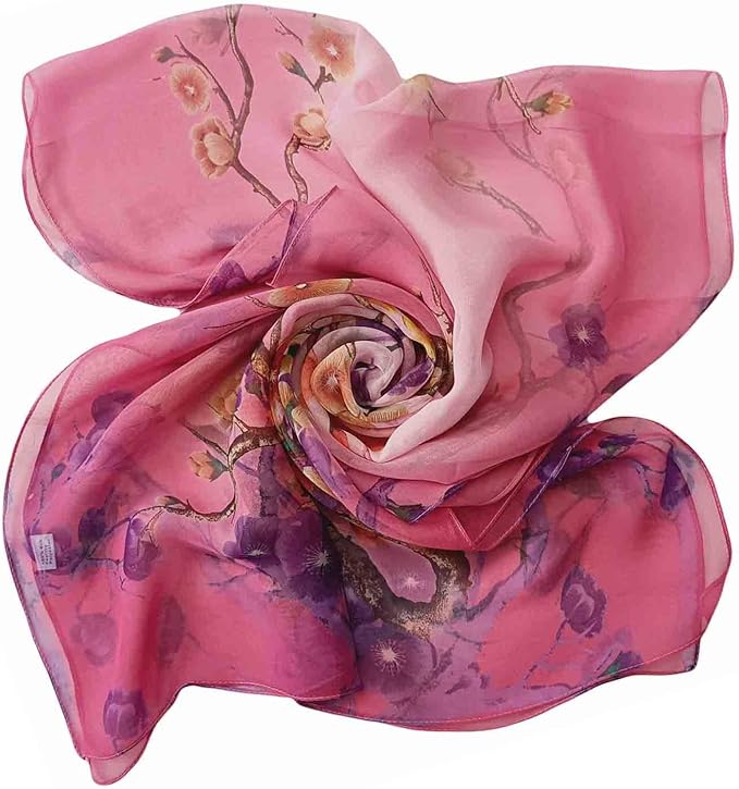 Pokeedioty Scarfs for Women Lightweight Scarves Elegant Floral Pattern Sheer Scarfs Shawls Wraps