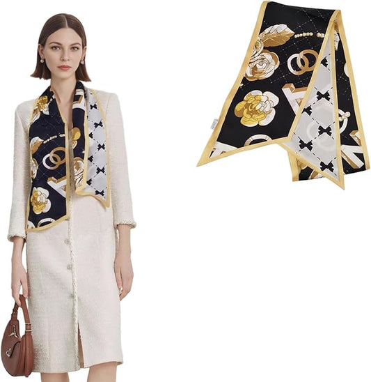 100% Mulberry Silk Ribbon Scarf for Hair Beach Head Wraps for Women Handbag accessories Necktie