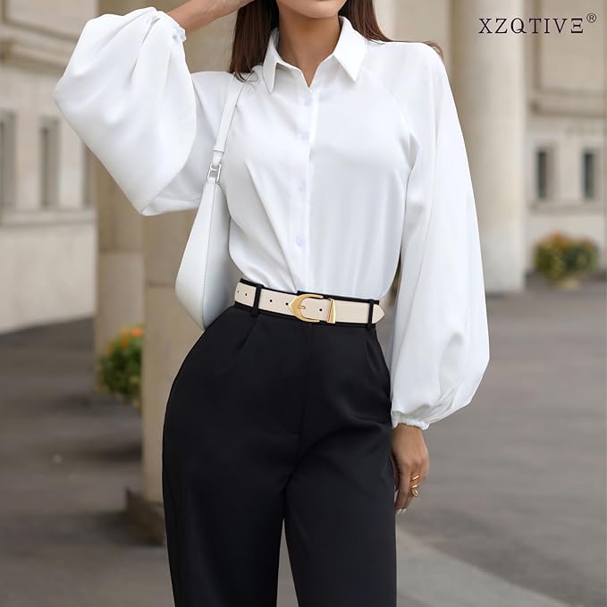 XZQTIVE Women's Leather Belts, Classic Minimalist Design For Jeans Pants Dresses, Black Belt With Gold Buckle