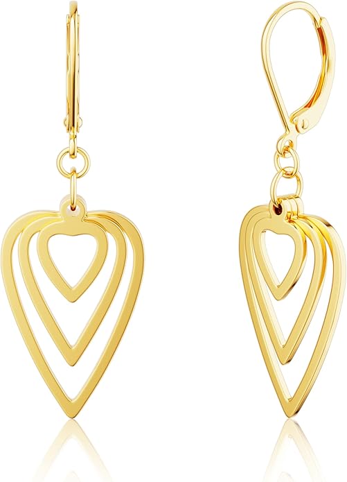 Gold Dangle Earrings for Women, 14K Gold Plated Lightweight Hypoallergenic Teardrop Drop Earrings, Trendy Leverback Minimalist Jewelry for Sensitive Ears Vacation Wear, 7-Styles