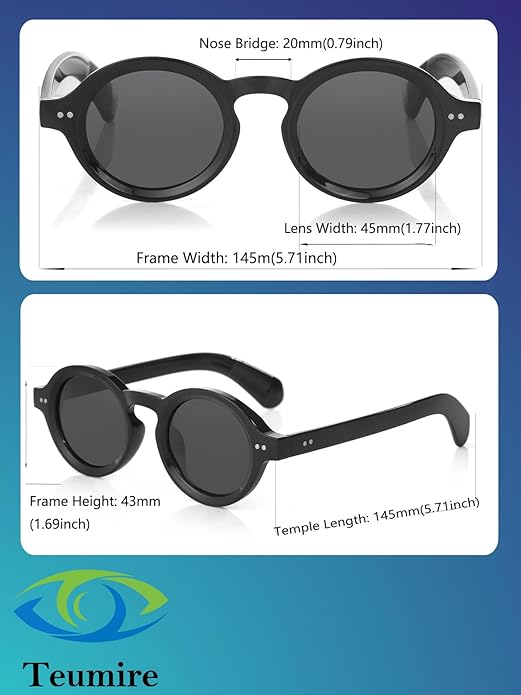 Trendy Round Polarized Sunglasses for Men Women Chunky Hippie Costume Sun Glasses 90s Circle Retro Style