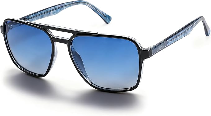 Polarized Retro Aviator Sunglasses Men Women, 70s Fashion Sun Glasse With UV400 Classic Acetate Frame