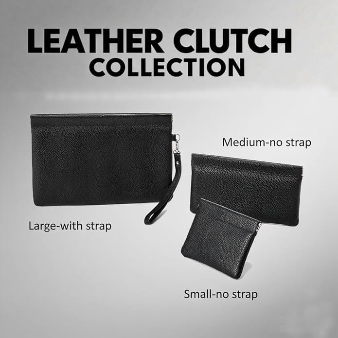 Genuine Leather Wristlet Handbags Purses Cell Phone Pocket Clutch Wallet Coin Purse For Men Women