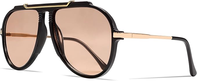 Oversized Aviator Sunglasses for Women Men 2026 70s Retro Gold Metal Sun Glasses Tangle Free Square Aviators