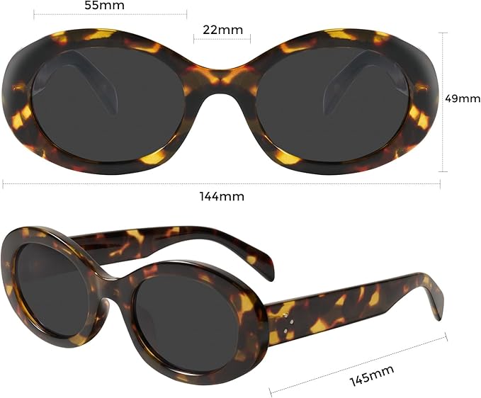 mosanana Oval Retro Trendy Sunglasses for Women 90s Style MS52371