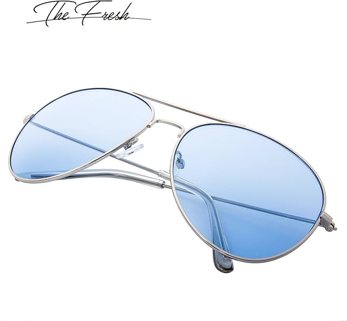 The Fresh Classic Aviator Frame Light Color Lens XL Oversized Sunglasses Gift Box