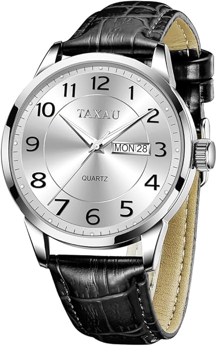 Watches for Men Luxury Analog Waterproof Classic Leather Large Face Simple Easy Read Quartz Minimalist Dress Day Date Quartz Mens Watches