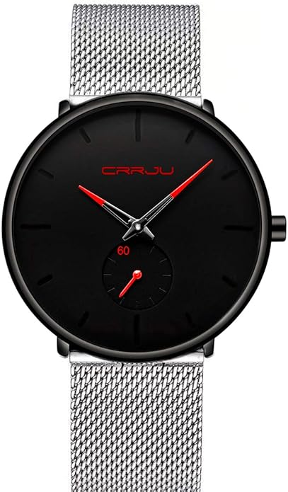 Mens Watches Ultra-Thin Minimalist Waterproof - Fashion Wrist Watch for Men Unisex Dress with Stainless Steel Mesh Band