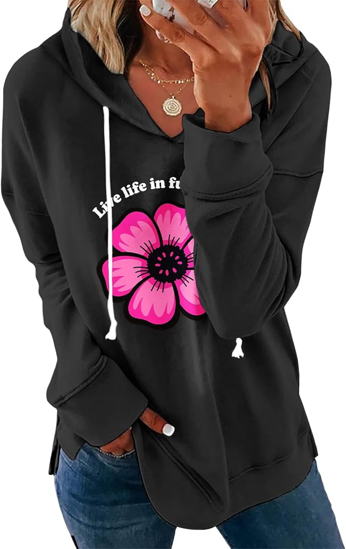 Women's Brown Mandala Print Hoodie Long Sleeve Loose Fit Pullover Sweatshirt With Drawstring For Fall Winter
