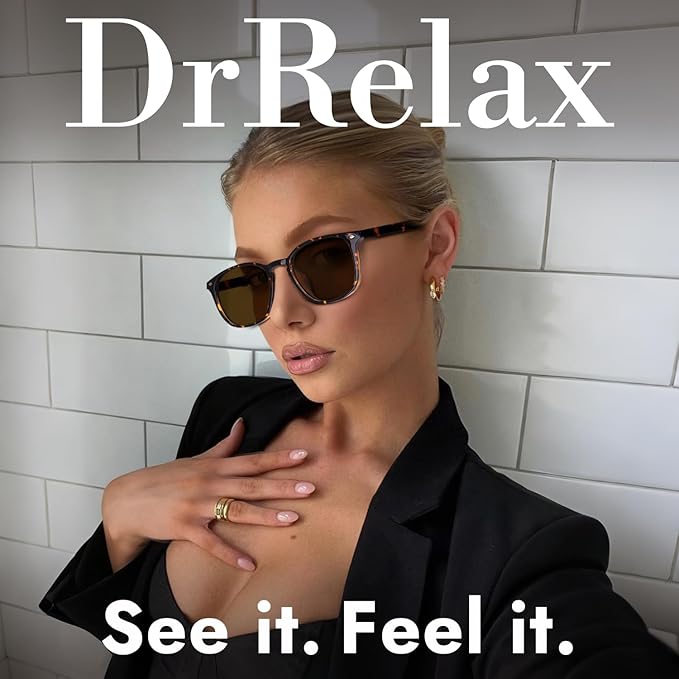 DrRelax Retro Sunglasses Womens Trendy Round Polarized Shades Sun Glasses