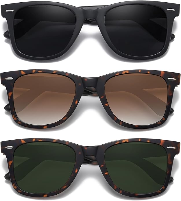 MEETSUN Retro Polarized Sunglasses for Women Men Classic Mirror Lens Driving Trendy Sun Glasses UV Protection (3 Pack)