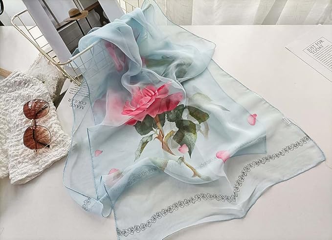 Pokeedioty Women’s Scarf Lightweight Elegant Floral Pattern Scarf Fashion Scarves Sheer Scarfs Shawls