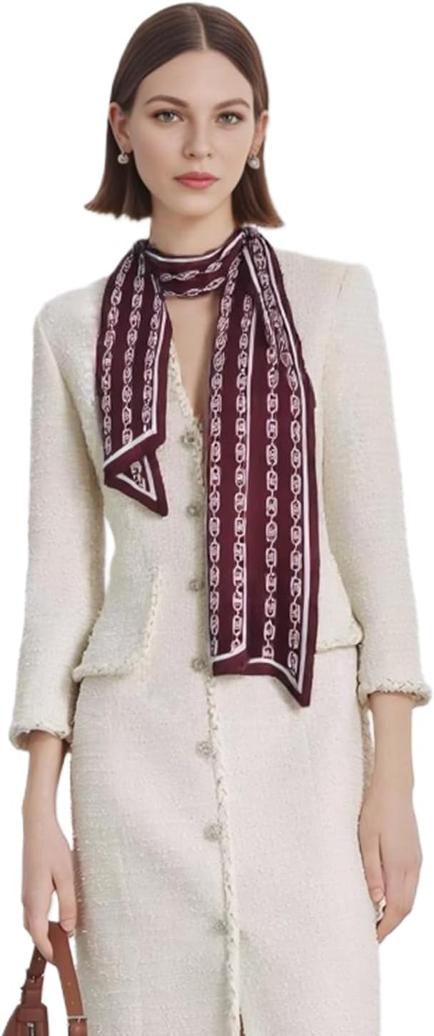 100% Mulberry Silk Ribbon Scarf for Hair Beach Head Wraps for Women Handbag accessories Necktie
