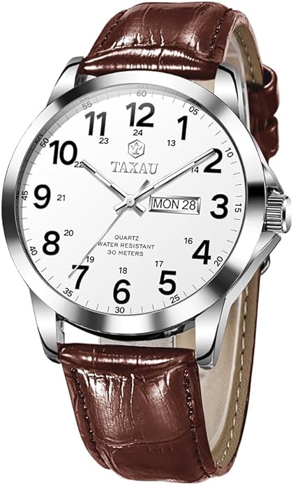 Watches for Men Luxury Analog Waterproof Classic Leather Large Face Simple Easy Read Quartz Minimalist Dress Day Date Quartz Mens Watches