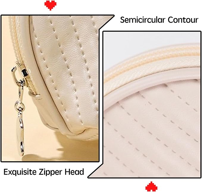 Small Makeup Bag for Purse Mini Cosmetic Pouch Waterproof Makeup Organizer for Women Small Cosmetic Bag PU Leather Travel Makeup Bag Lipstick Bag with Zipper Beige