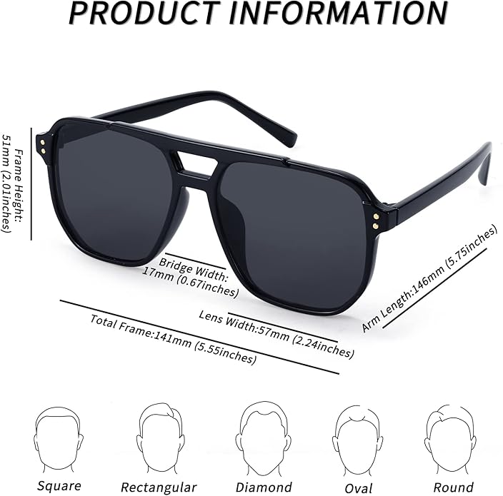 FEISEDY Retro Square Aviator Sunglasses Women Men 70s Vintage Trendy Plastic Frame Sun Glasses B2835