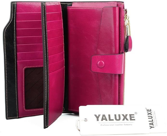 YALUXE Women's Genuine Leather Wallet RFID Blocking Multi Card Holder with Cell Phone Pocket Mothers Day Gifts