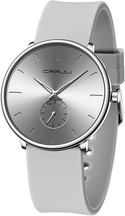 CRRJU Men’s Women Watch Casual Stylish Waterproof Quartz Unisex Wristwatches, Ultra Thin Watches for Men Women, Colorful Silicone Band