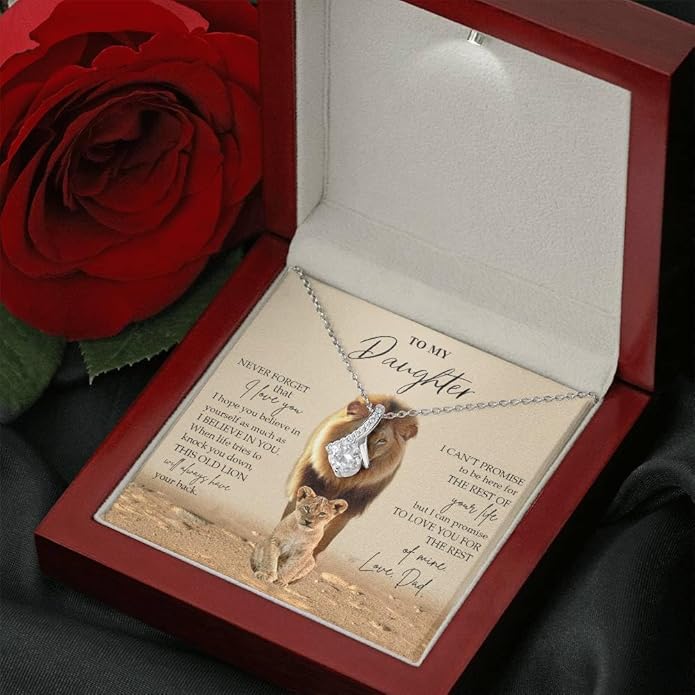 VIRAGIL To My Daughter Gift Necklace From Dad or Mom - Badass Daughter Jewelry With Heartfelt Message & Elegant Box