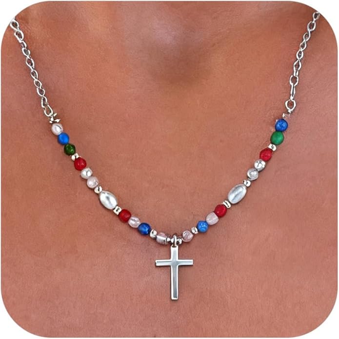 Cross Necklace for Women Trendy - Dainty 18K Real Gold Plated Minimalist Cross Necklace Non Tarnish Waterproof Trendy Cute Simple Small Necklaces Easter Christian Religious Faith Jewelry Gifts