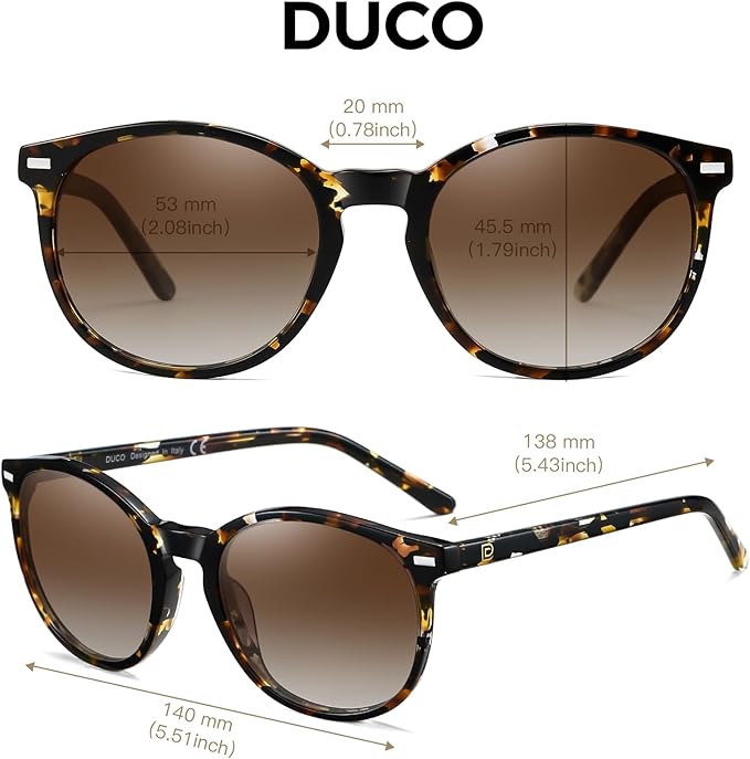 DUCO Polarized Sunglasses for Women Retro Round Women's Sunglasses Classic Vintage UV400 Shades DC1230