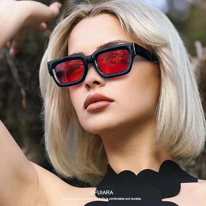 Trendy Square Sunglasses for Men Women Fashion Thick Rectangle Sun Glasses UV Protection Shades Designer Style