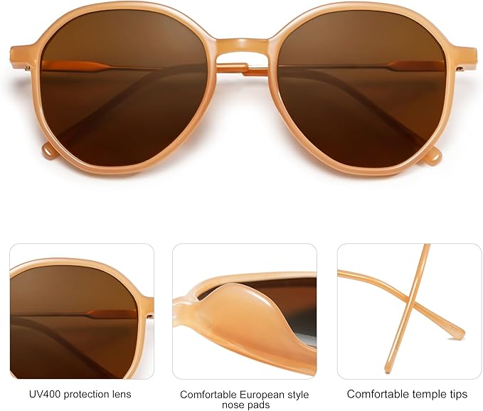SOJOS Trendy Designer Hexagon Round Sunglasses for Women Fashion Big Shades Geometric Women Sunglasses SJ2181