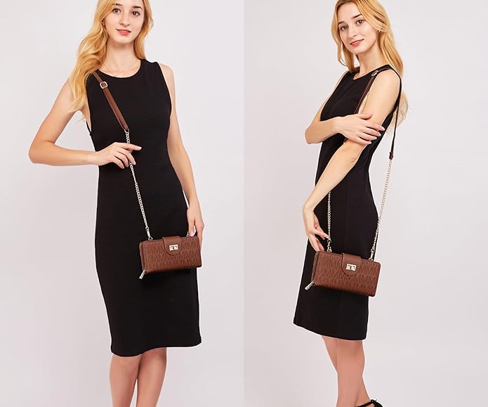 MKP COLLECTION Women Small Crossbody Shoulder Bag Zip Wallet Purse Handbags Clutch Credit Card Holder with Chain Strap