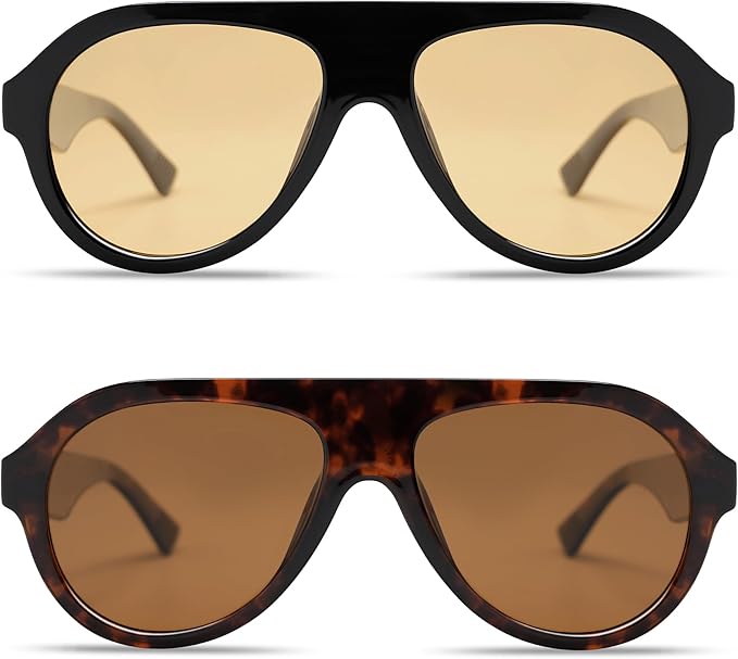 VANLINKER Retro Aviator Polarized Sunglasses for Men Women Trendy 70s Vintage Plastic Frame Sun Glasses VL9750