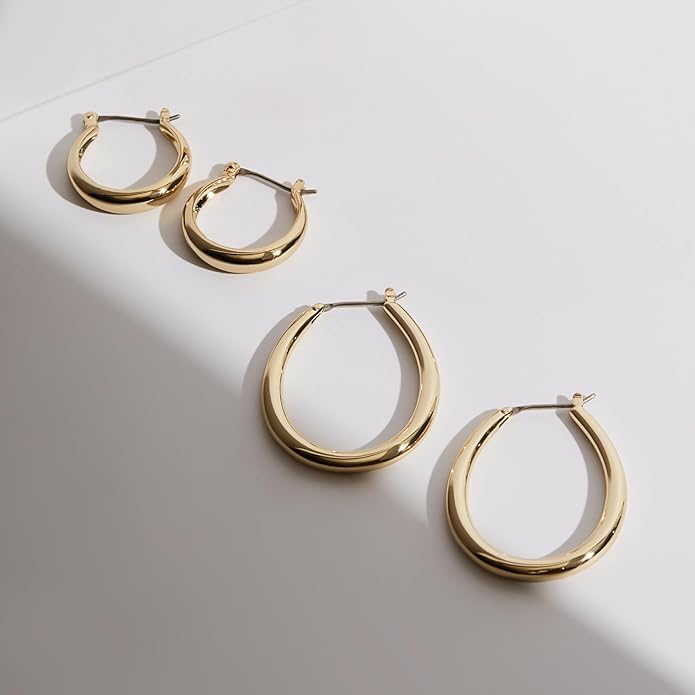 Ana Luisa Hoop Earrings for Women - 14K Gold Plated & Silver Rhodium Plated Assorted Earring Styles - Dainty, Small Gold Hoop Earrings - Hypoallergenic Tarnish-Free Jewelry - Gifts for Women