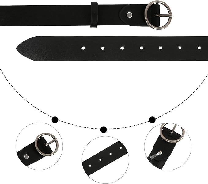 Ssumday 2 Pack Women's 1.3" Leather Belt for Jeans Pants Dresses with Retro Alloy Buckle