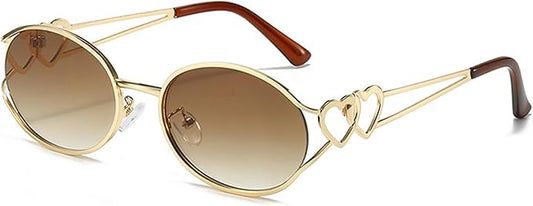 bullabulling Y2k Sunglasses For Women Men Round Vintage glasses Fashion Heart Metal Sunglass Round Retro Eyewear